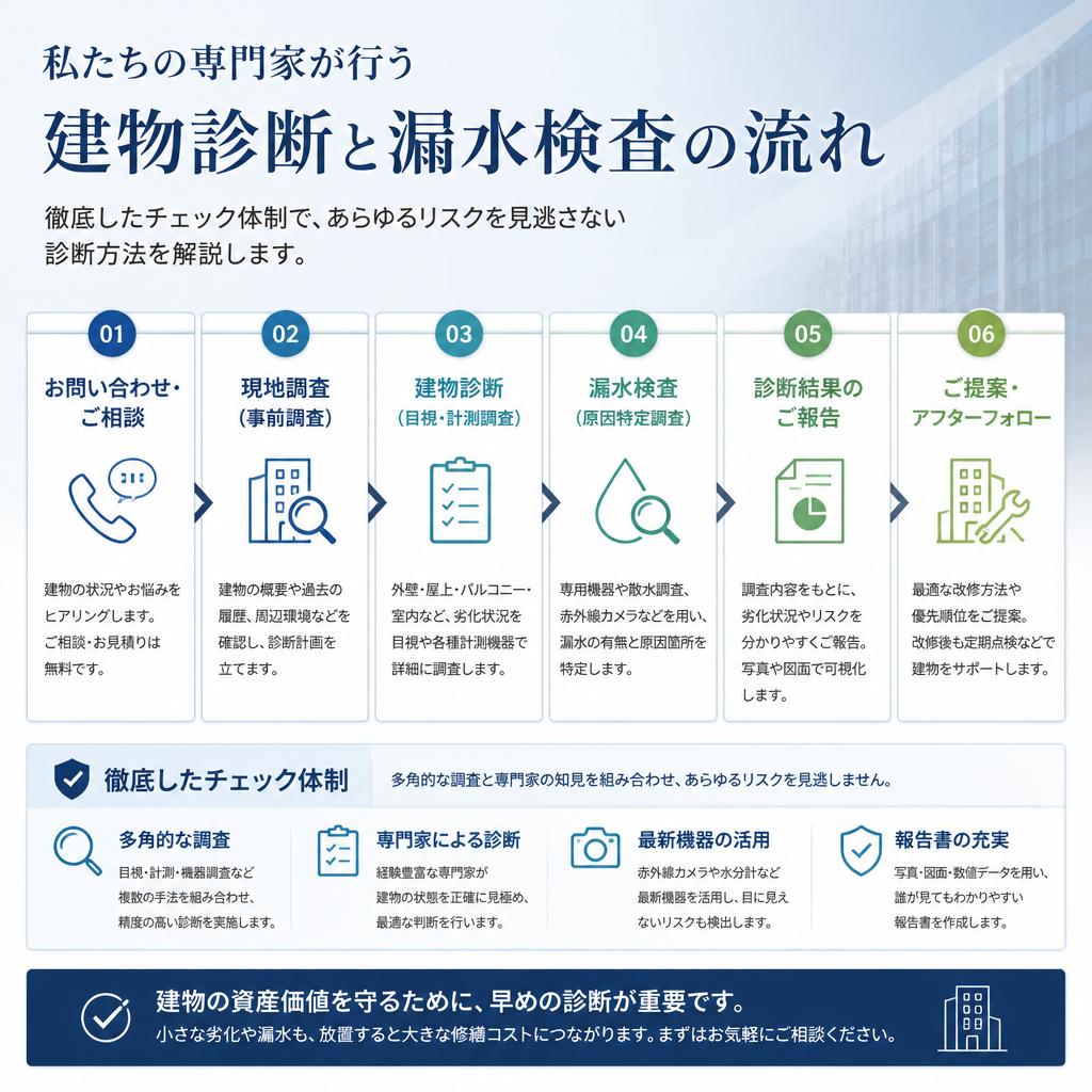 専門家による建物診断と漏水検査