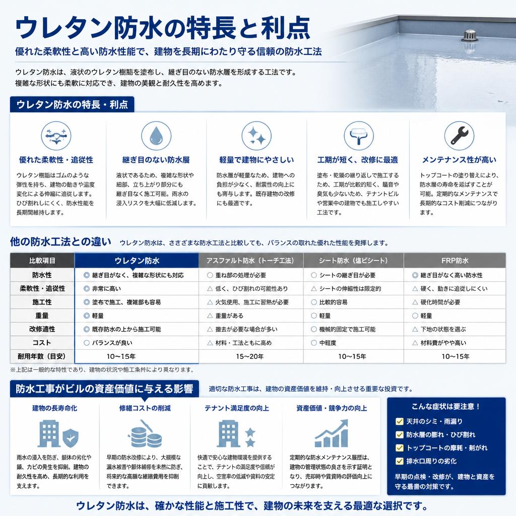 ウレタン防水の利点と機能性