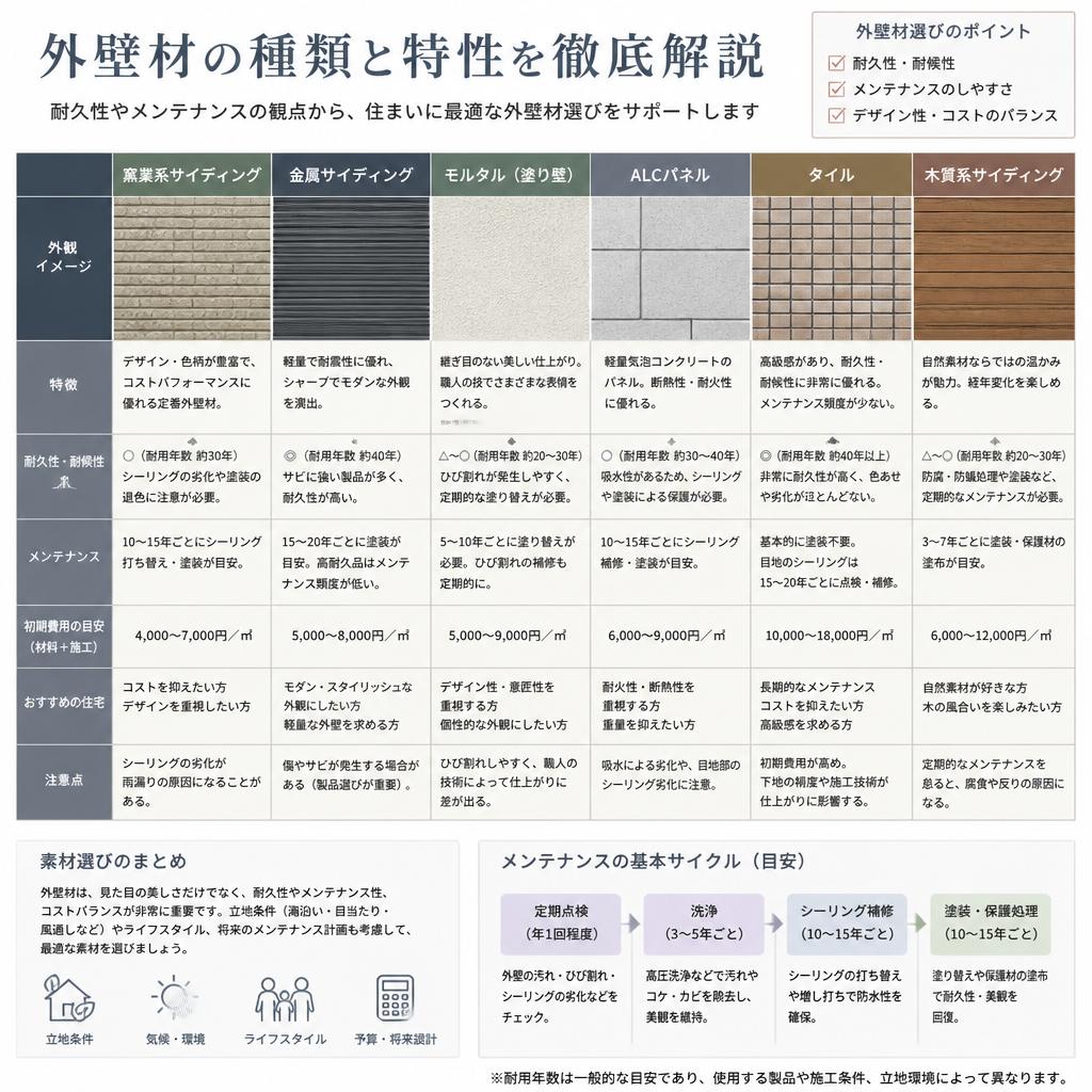 外壁材の選定と特徴