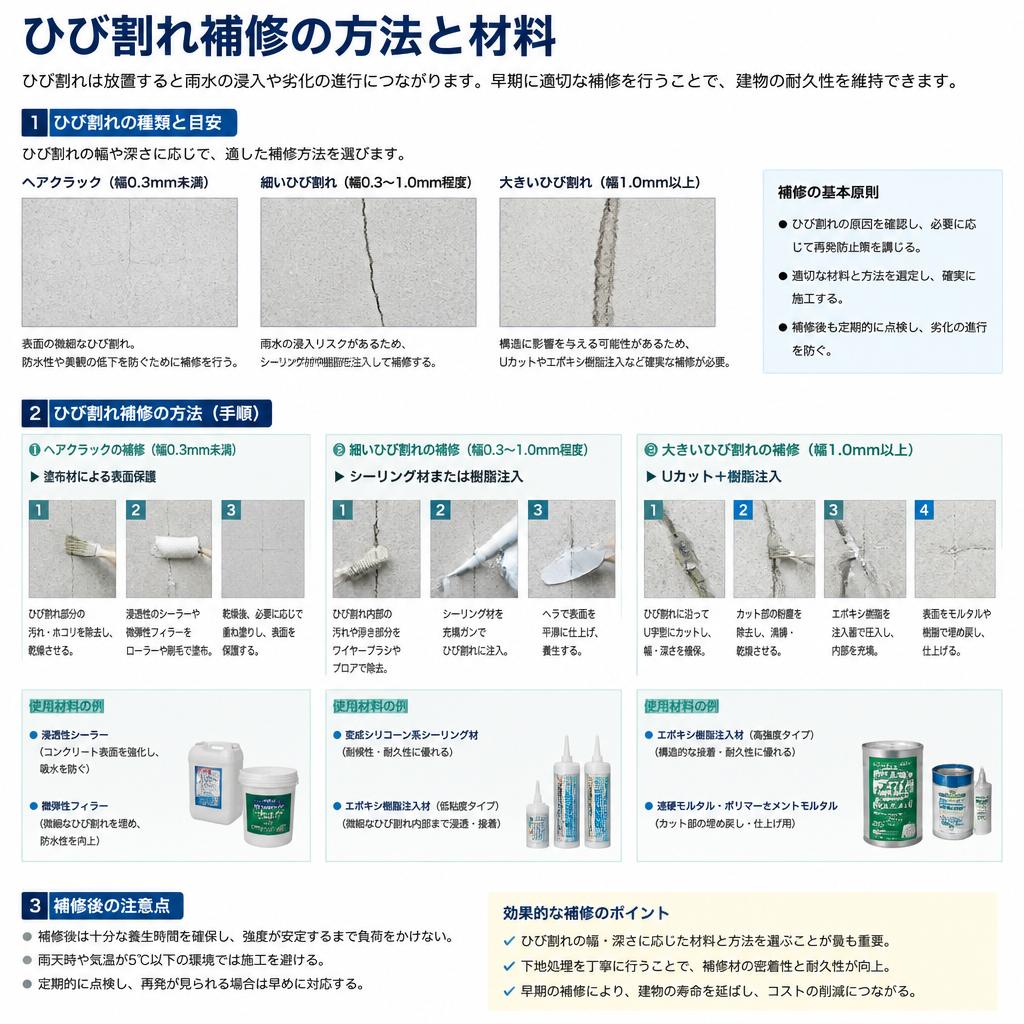 ひび割れ補修の方法